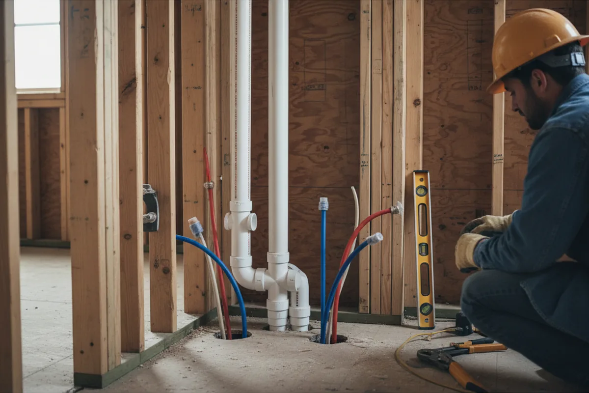 Drain and supply rough-in during Leak Detection in Boligee